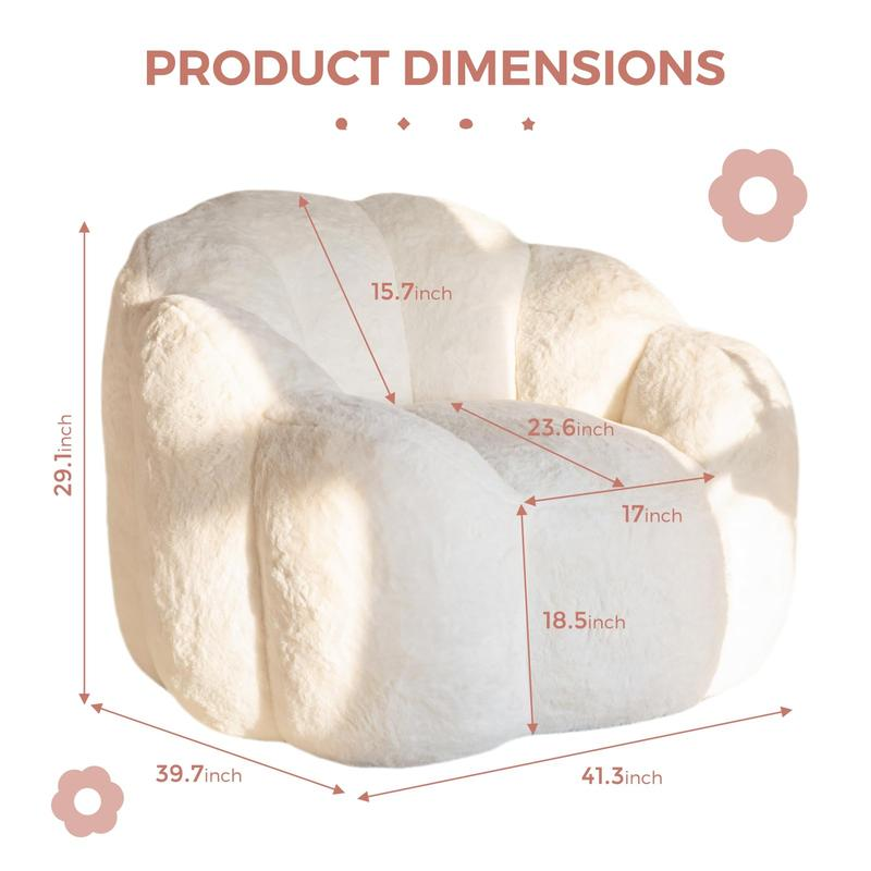Floral Shaped Bean Bag Sofa - Ultra Soft Faux Fur Lounge Chair