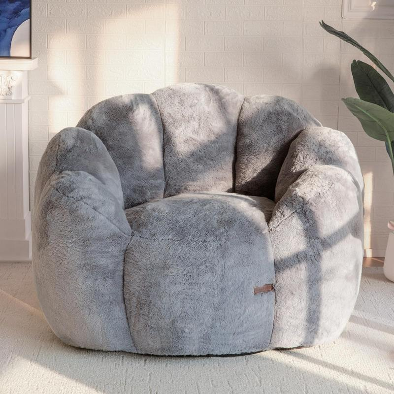 Floral Shaped Bean Bag Sofa - Ultra Soft Faux Fur Lounge Chair