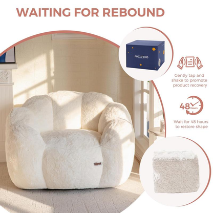 Floral Shaped Bean Bag Sofa - Ultra Soft Faux Fur Lounge Chair