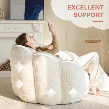 Floral Shaped Bean Bag Sofa - Ultra Soft Faux Fur Lounge Chair
