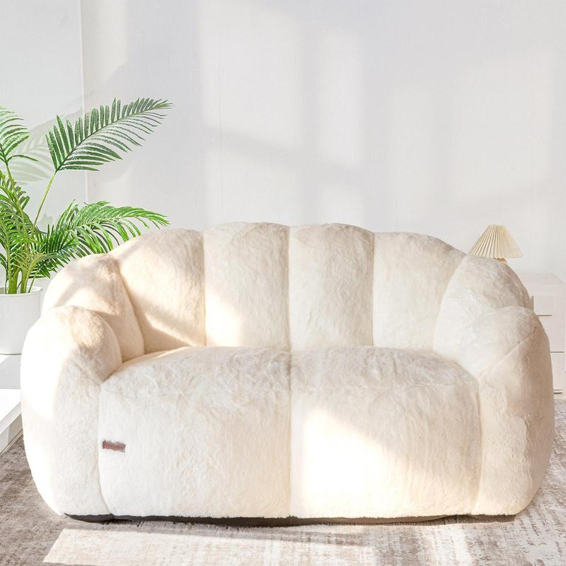 Floral Shaped Bean Bag Sofa - Ultra Soft Faux Fur Lounge Chair