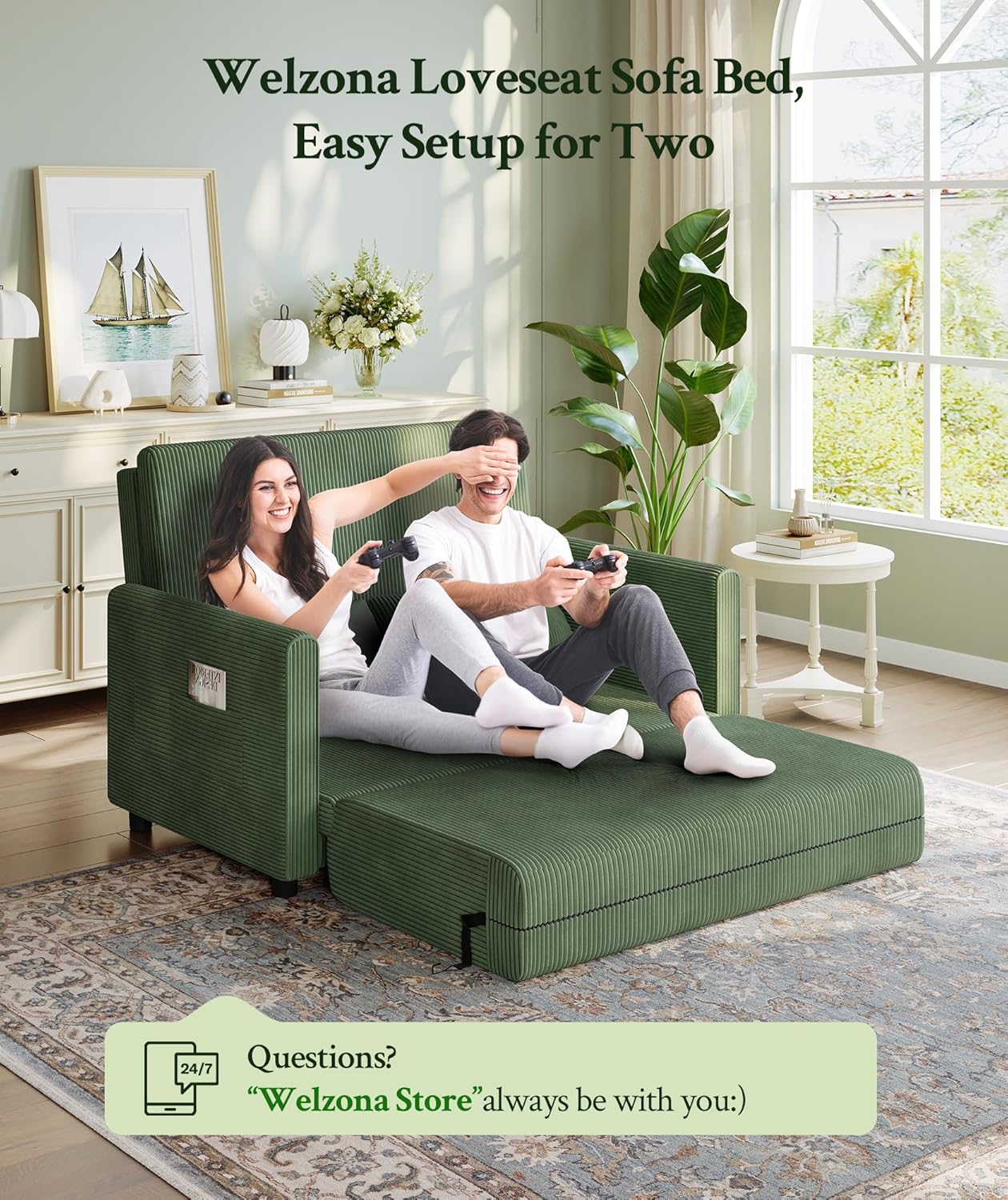 The Sofa That Lives With You! 🌟 6-in-1 Convertible Corduroy Sleeper